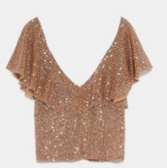 Zara Sequin Gold Top - Picture 6 of 6